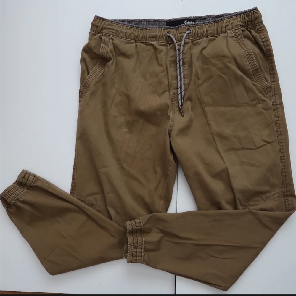 Plugg Jogger Cargo Zip Stretch Pants Brown Drawstring Men Large